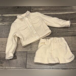 Zara Cream Wool Jacket with Adj Waist Skirt Size 6